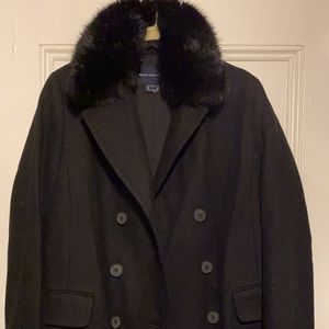 black coat with fur